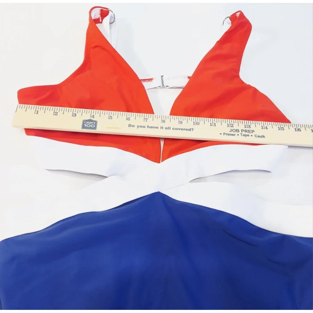 Cupshe Monokini Swimsuit Red White & Blue Sz Med NWT USA Fourth Of July Merica! - Picture 5 of 8